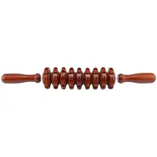  Skin-friendly Fascia Massager Stick Masage Anti-slip Handle Wood Grooved Gear Multifunctional Smooth Roller Massager 