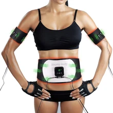 6 режимов ABS EMS тренажер для мышц живота Электрический Фитнес кожаный пояс стимулятор тела талии живота похудение массажер упражнения