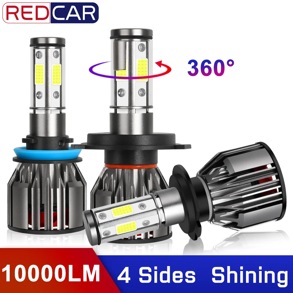 

2pcs 4 Sides 10000Lm H7 Led H4 LED Bulb H1 H11 H3 80W Headlight 9005 HB3 Fog Lights 9006 HB4 6000K Car Lights 12V COB Auto Lamp