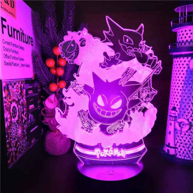 Pokemon Anime 3D LED Night Lights Bulbasaur Charizard Squirtle Mewtu Color Changing Figure Decor Home Figma Birthday Gift Toy 3