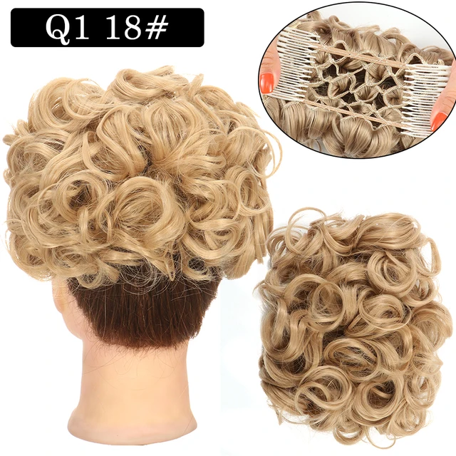 Synthetic Curly Elastic Band Chignon Plastic Comb Clips in Hair Extension Hair Bun Updo Cover Hairpieces Hair Accessories Q1 18