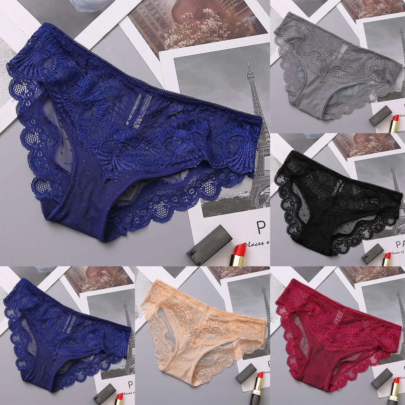 Lace Transparent Women's Underwear Sexy Fashion Breathable Panties Lingerie Soild Low Waist Briefs Underpanties Трусики Женские