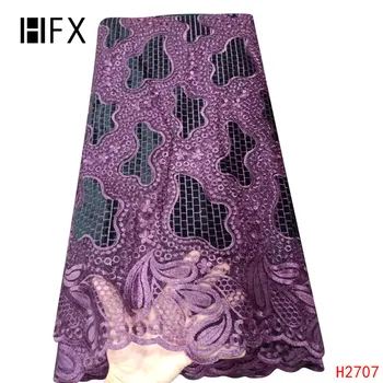 

HFX Lace African Fabric 2019 Nigeria Embroidered Net Lace Latest French Mesh Lace Fabric for Party X2707