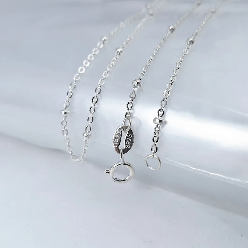 

925 Sterling Silver Beads Cross Chain Necklace 45cm With Spring Clasp Handmade Material Diy Accessories Fashion Making Jewelry