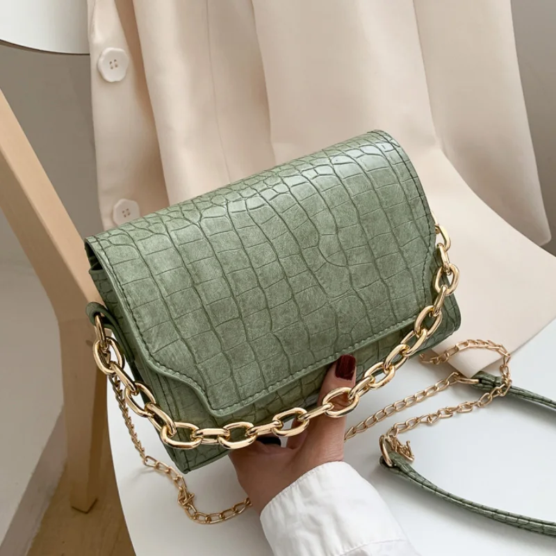 

Gold Chain Design Crossbody bags For Women 2020 Summer Shoulder Handbags Solid Color PU Leather Ladies Mini Purse KYIDER