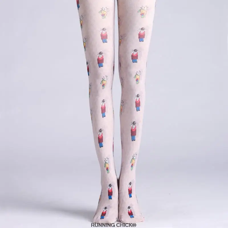 

Pantyhose Stockings Print Tight Women Cotton Blends Cartoon Running Chick Personalized Calf Cn(origin) STANDARD