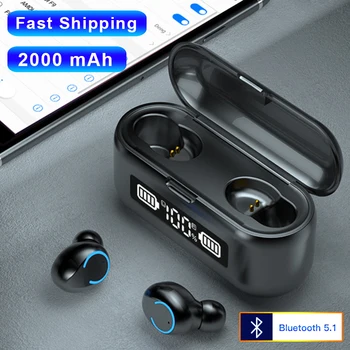 

TWS Wireless Headphone Bluetooth 5.1 Earphone Waterproof Sports Headset Hifi Stereo Mini Earbuds 2000 mA emergency power supply
