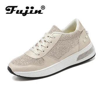 

fujin women sneakers platform lace up bling bling rhinestone rivet fashion 2020 spring autumn female casual shoes tenis feminino