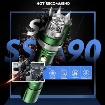 

LED Flashlight Super Bright Telescopic Focusing IPX6 Waterproof Rechargeable Aluminium Alloy Torch Lamp Outdoor Lighting Tool