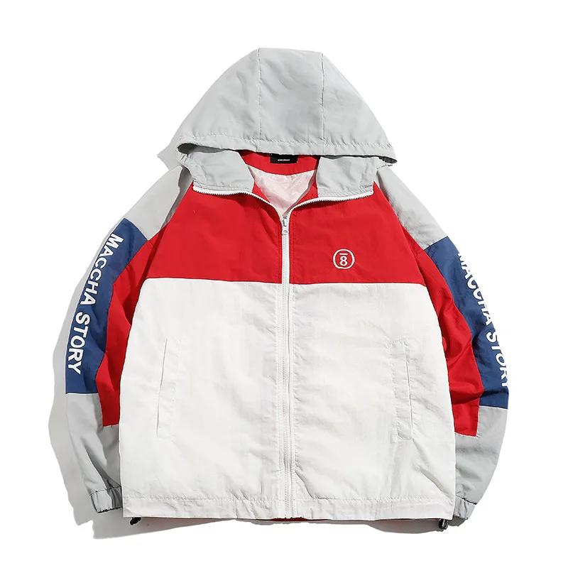 

Vertical Ze Produced 19ss Spring Hooded Two-color Stitching Jacket