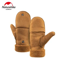 NatureHike новые зимние Термические перчатки для мужчин и женщин митенки без пальцев теплые флип-перчатки варежки с крышкой