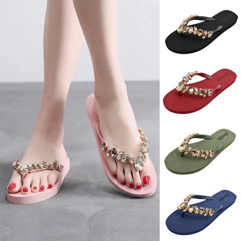 Sandalias con diamantes para Mujer, zapatillas de playa, chanclas de marca, gran oferta|Sandalias mujer| - AliExpress