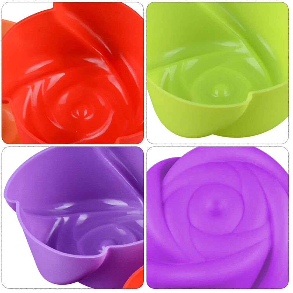 8pcs Silicone Cupcake Liner Muffin Baking Cup Rose Flower Decorative Muffin Cake Baking DIY Tool Liners For Pudding Chocolate