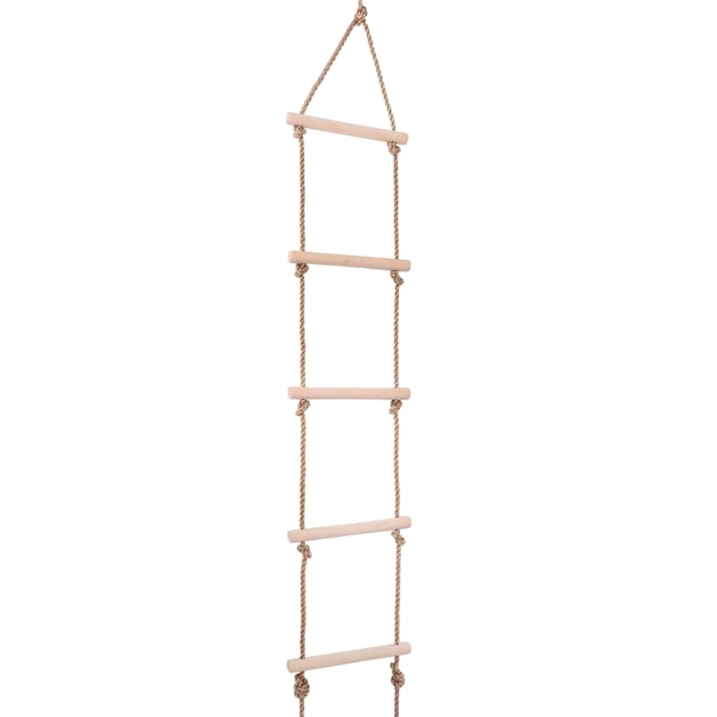 Playground Climbing Wooden Rope Ladder for Kids Indoor/Outdoor - 5.7 Feet Length, 30KG Load Bearing