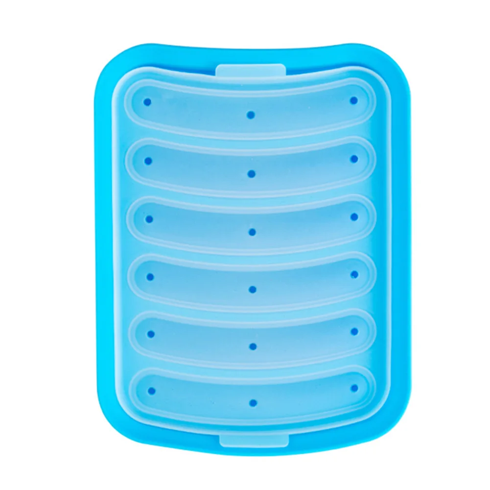 Синий 6-grid Non-Stick Silicone Sausage Mold Hot Dog Mold for Oven and Microwave Cooking DNJ998 - Цвет: Синий