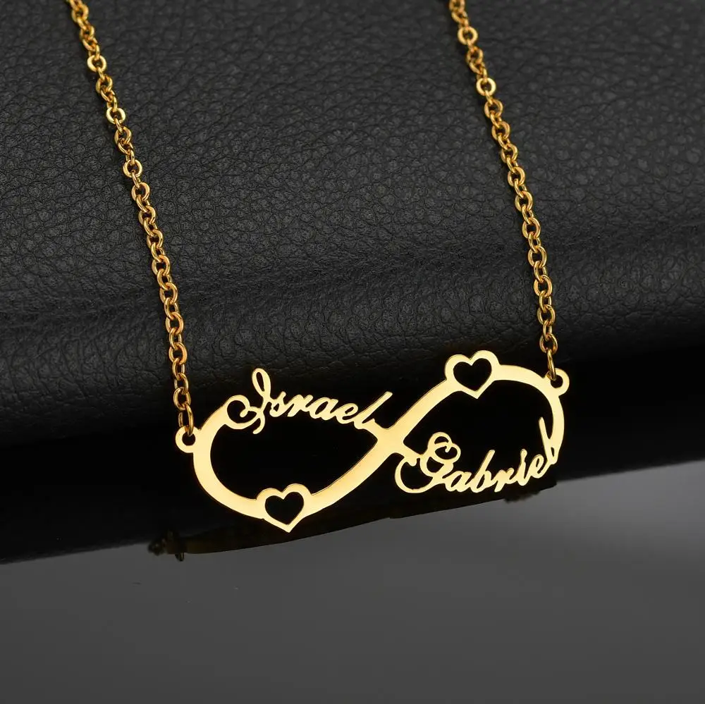 Goxijite настроить бесконечное имя слой ожерелье для женщин Персонализированные Золото Нержавеющая сталь Пользовательское Имя ювелирные изделия друг подарок