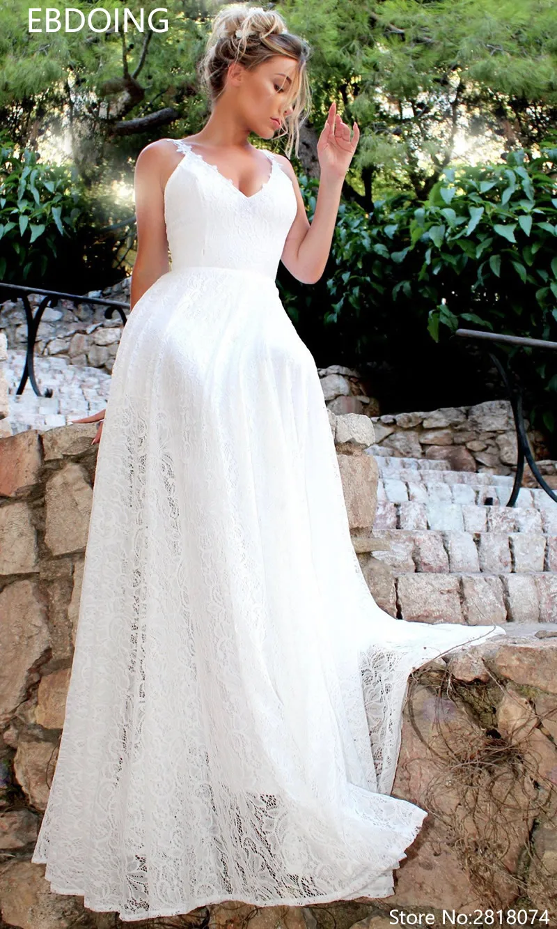 Vestidos De Novia сексуальное свадебное платье трапециевидной формы, кружевное платье с открытой спиной и v-образным вырезом, новейшее свадебное платье невесты на заказ, большие размеры