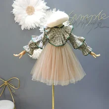 Новое поступление, Осень-зима, модное платье принцессы для девочек, детские теплые флисовые платья, детское платье с рисунком листьев