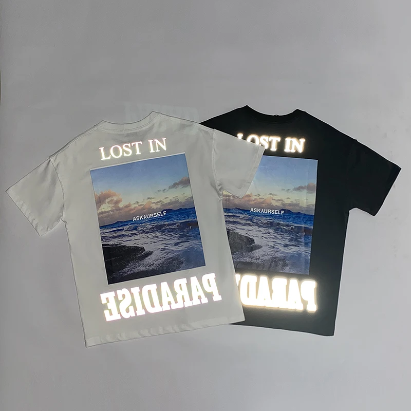 Цветные Светоотражающие футболки Askyurself из плотной ткани 3 м 2022SS мужские и женские