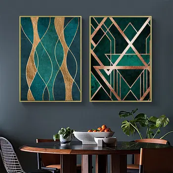 

Abstract Line Art Prints Green Background Canvas Poster Paintings Geometry Wall Art Pictures Modern Posters Living Room Decor