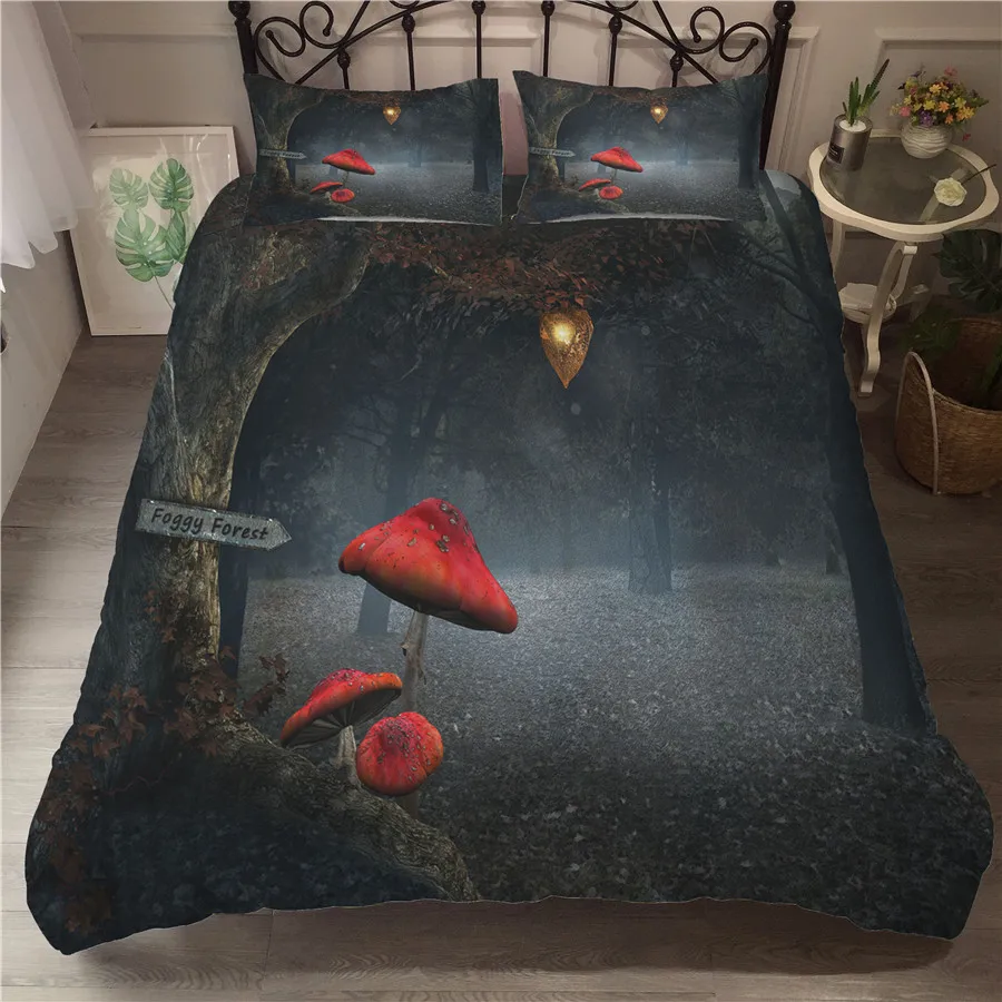 

A Bedding Set 3D Printed Duvet Cover Bed Set Fairy Mushroom Home Textiles for Adults Bedclothes with Pillowcase #MG02