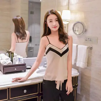 

Fashion Outwear Spaghetti Strap Sexy Women Pajama Set Breathable Female Sleepwear