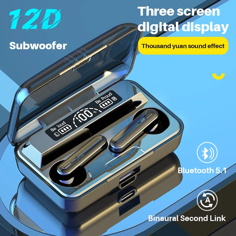 Wireless Headphones TWS Earphone Bluetooth 5.1 With Microphones IPX7 Waterproof Noise Cancelling Bluetooth Headset Type C Charge