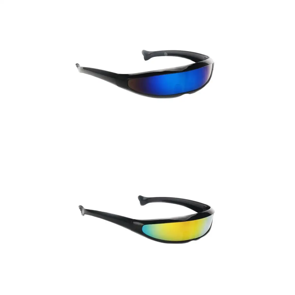 Pack of 2 Fashion Novelty Vintage Sunglasses Futuristic Cyclops Mirrored Brand Designer Sunglasses Costume Glasses for Adults
