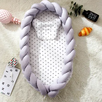 

Cotton Woven Knot Baby Crib Bumper Folding Portable Washable 3D Baby Crib Bedding Set Toddler Bed Baby Stuff for Newborns Babies