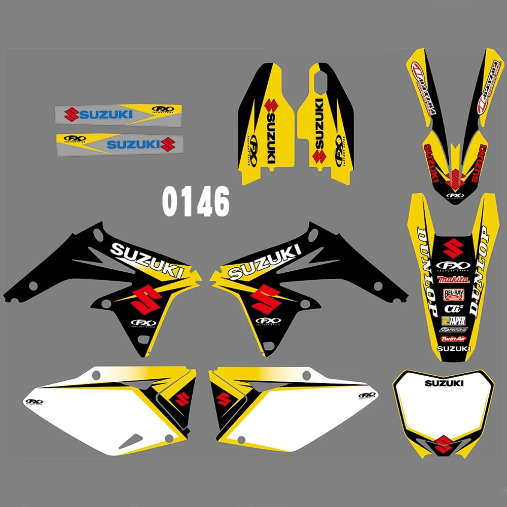 

For SUZUKI RMZ450 2008-2017 Graphics Decals Stickers Custom Number Name 3M Full Motorcycle Backgrounds Stickers Accessories