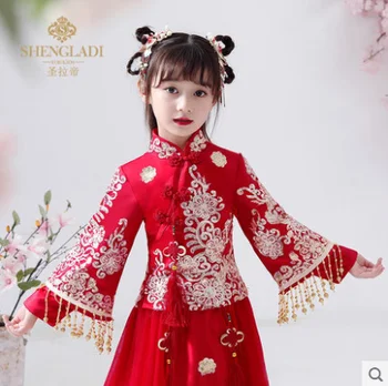 

Chinese Hanfu girls autumn and winter children's clothes Long-sleeved thick new year clothes winter clothing Chinese classica