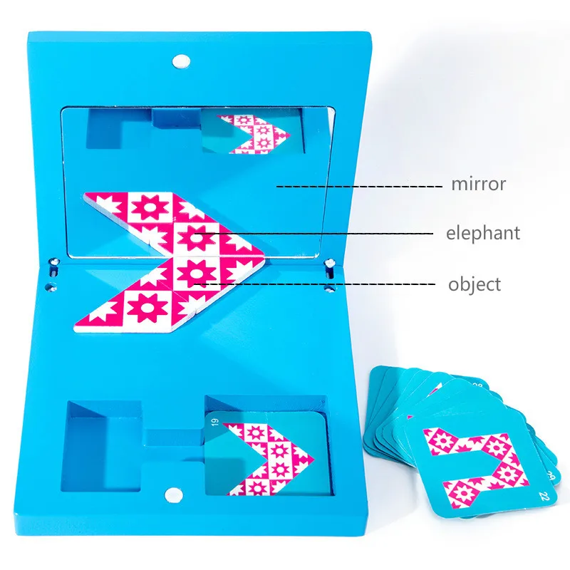 Kids Wooden Puzzle Mirror Jigsaw Puzzle for Children Whole Brain Space Thinking Logic Creativity Educational Toys