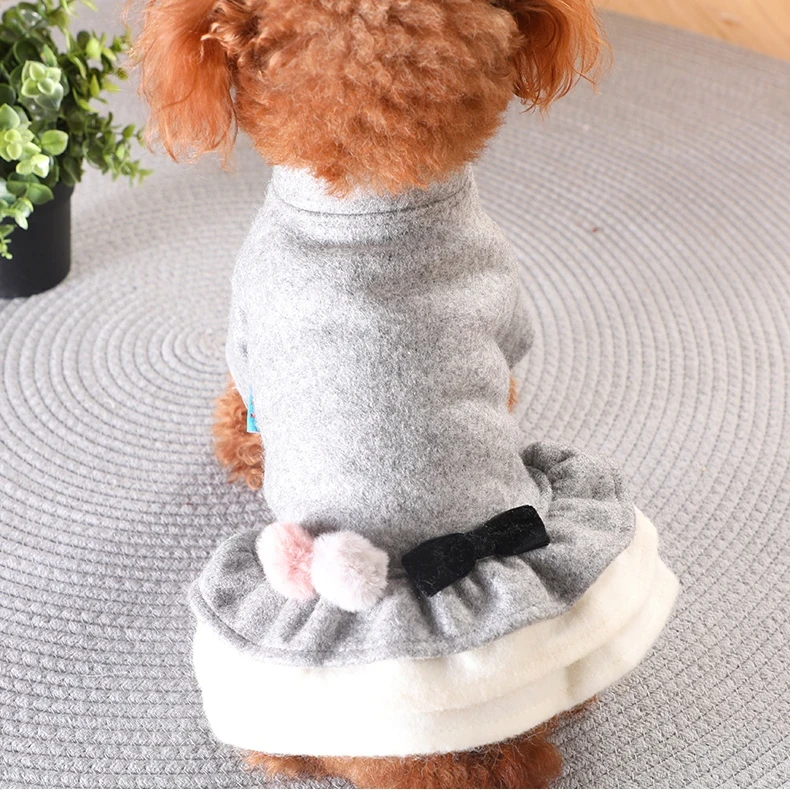 Платье с бантом для девочек роскошное платье кошкой и щенком зимнее теплое собак