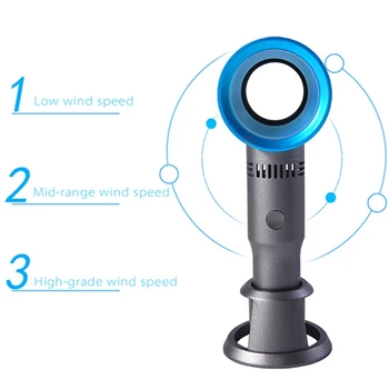 

USB Rechargeable Portable Bladeless Fan Leafless Fan Handheld Mini Air Cooler No Leaf Handy Fan with 3 Fan Speed Level Cooler