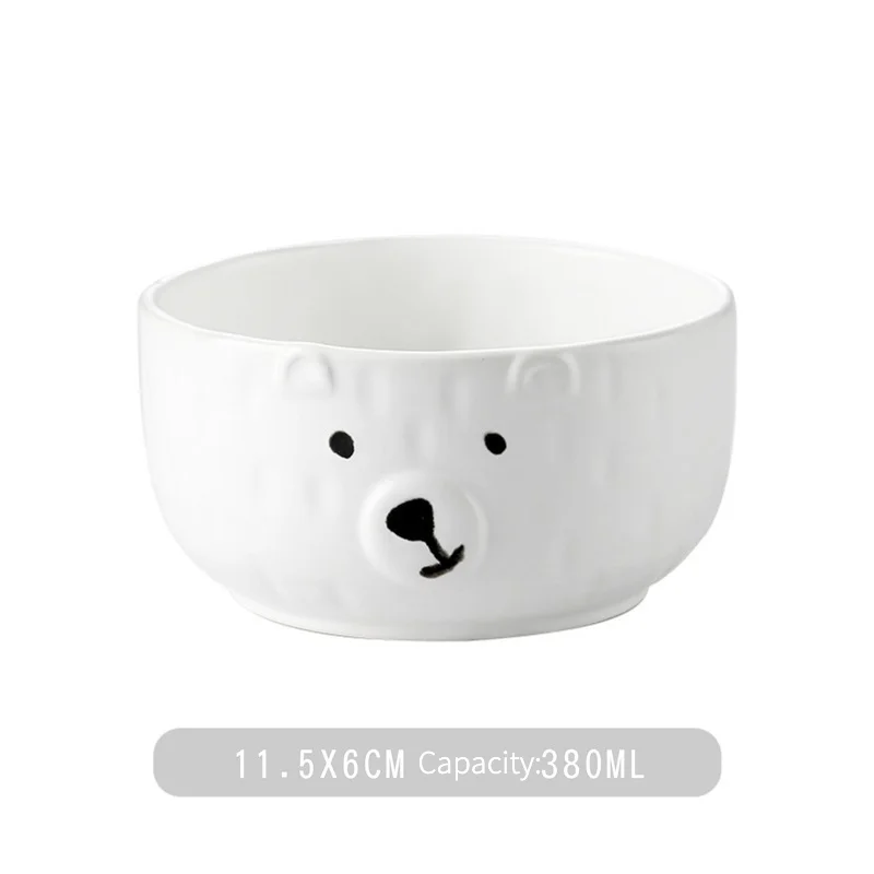 thumbnail image 1 of Platos de cerámica de oso Polar de dibujos animados, plato blanco, cuencos simples, vajilla de comida de cocina japonesa, taza de café, utensilios de platillo de frutas, 1 of 5