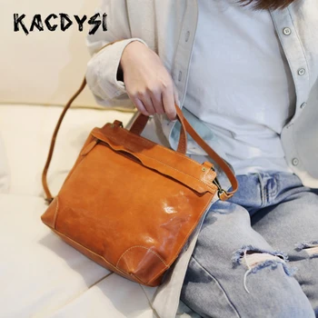 

Real Leather Original Vintage Ladies Handbag Cowhide Luxury Classic Tote Purse Good Quality Fashion Girl Crossbody Shoulder Bag
