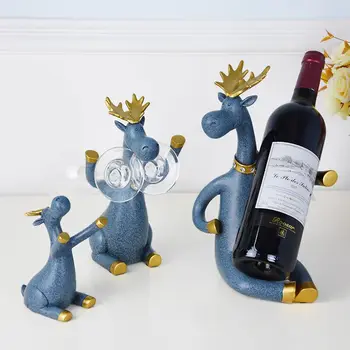 

3PCS Deer Decor Wine Holders Deer Miniature Figurines Standing Wine Bottle Holder Rack Home Decor Christmas Gifts Fairy garden