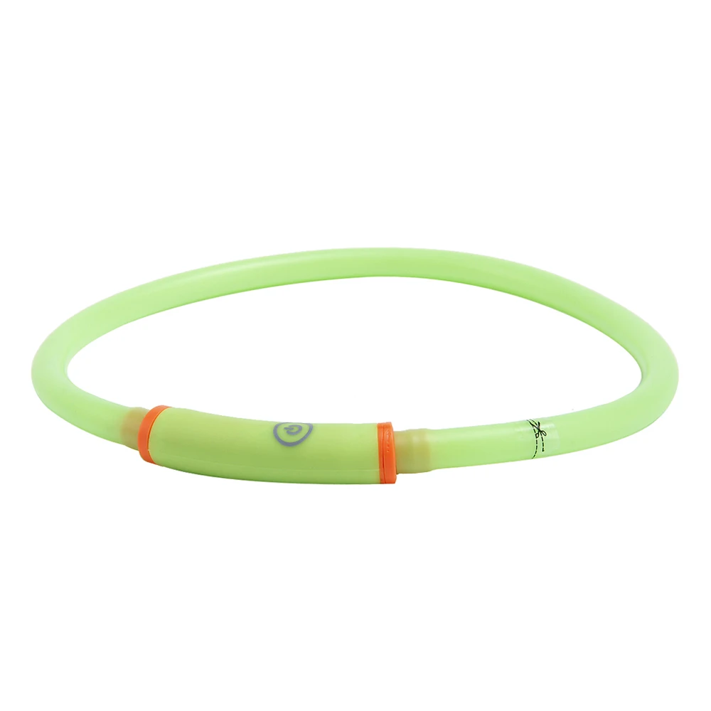 Зеленый LED Dog Collar USB Rechargeable Glowing Flashing Pet Cat Collars Necklace for Night Safety Water Resistant Light up Collar - Цвет: Зеленый