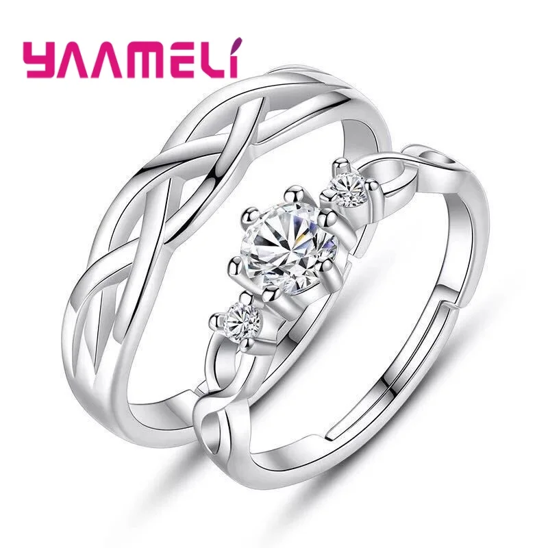 925 Sterling Silverclassic Twisted Cross Infinity Love Coppia Anelli Cz Stone Wedding Anelli Di Fidanzamento New Trendy Fine Jewelry