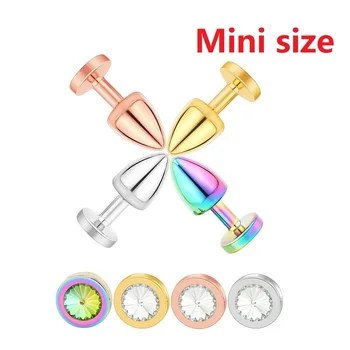 Mini small medium large set Crystal Heart round rose gold rainbow Metal anal beads butt plug Jewelry insert vibrator sex toy 3