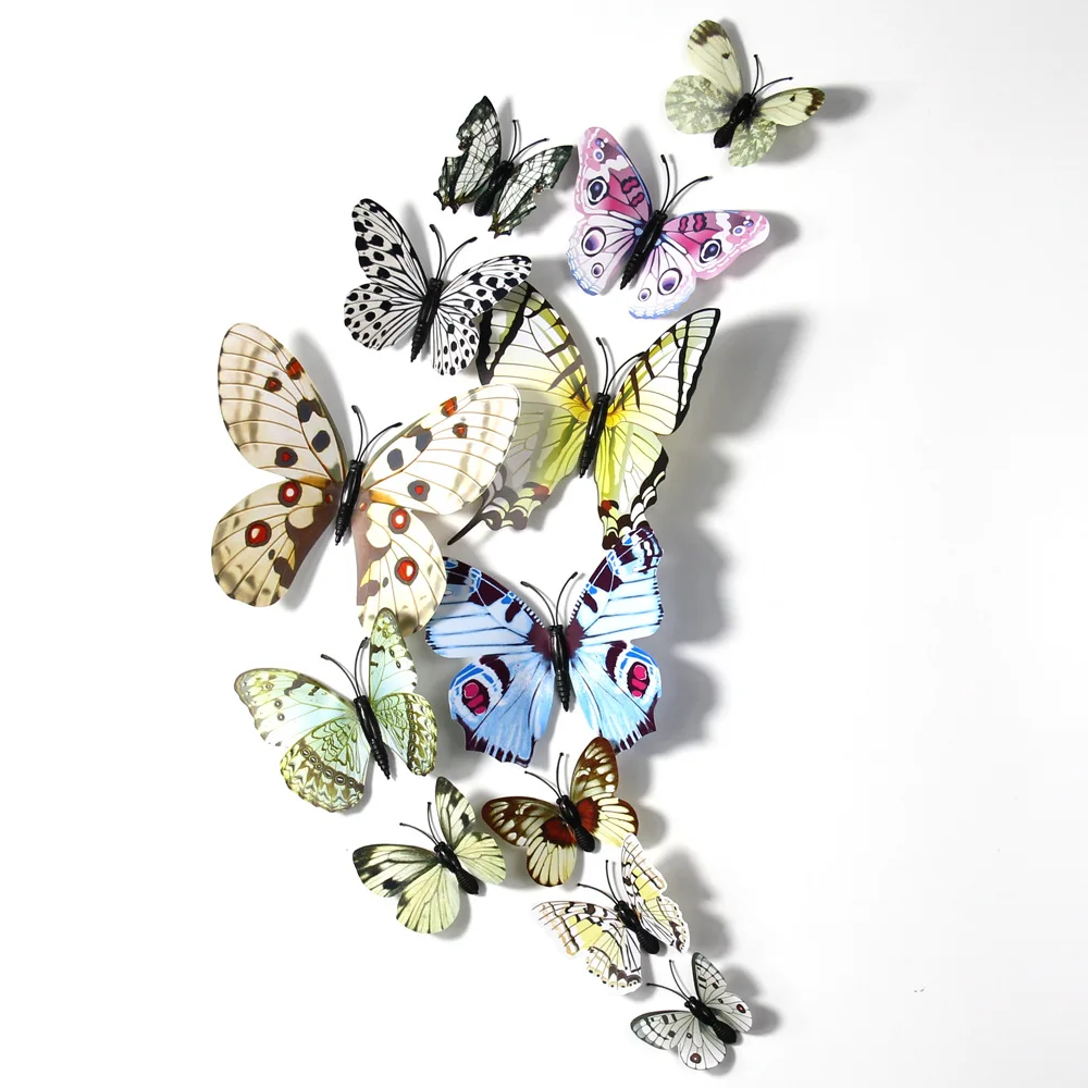 12 шт. ПВХ 3d бабочка Настенный декор милые бабочки настенные художественные наклейки переводки украшение для дома комнаты стены искусства