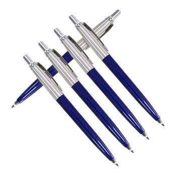 

5pcs Metal Ballpoint Pen Classic Design Commercial Office Stationery 0.7mm Refill Black ink Blue Pen Body School Writing Tool