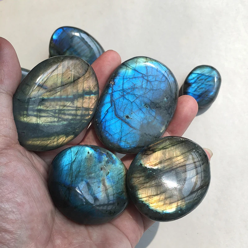 100% Natural Blue Color Labradorite Stone Original Moonstone Crystal Ornament Home Decoration Send Random dropship | Дом и сад