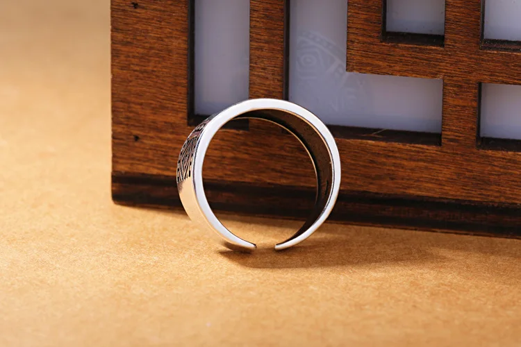 YIZIZAI Tibetan Silver Steampunk Vintage Rhomboid Geometric Ring For Men Motorcycle Open Back Ring Adjustable Friendship Gifts