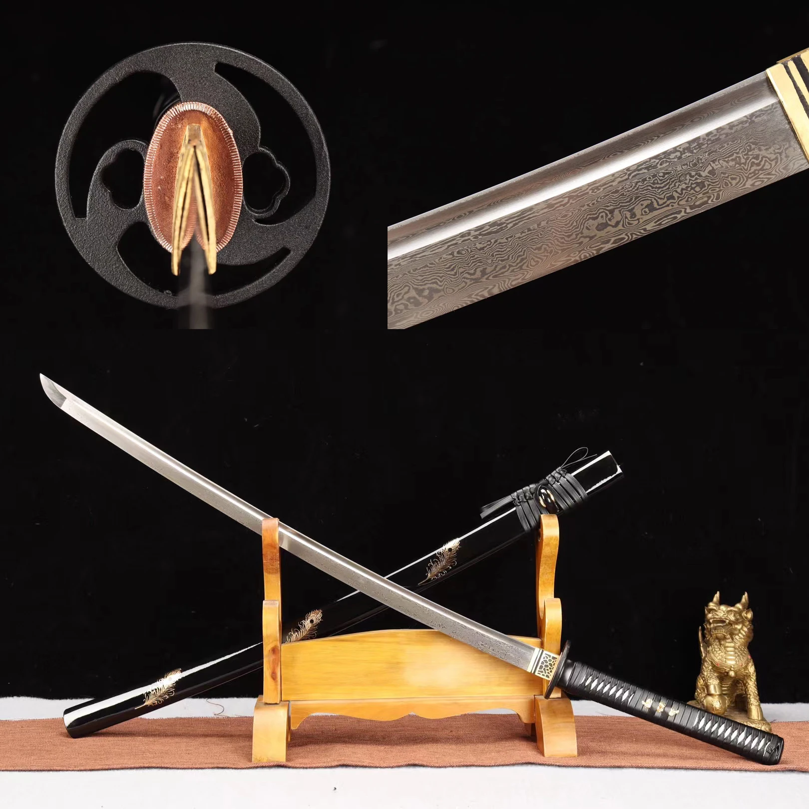 Катана настоящая японских самураев пластичный монтаж дамасский меч острое