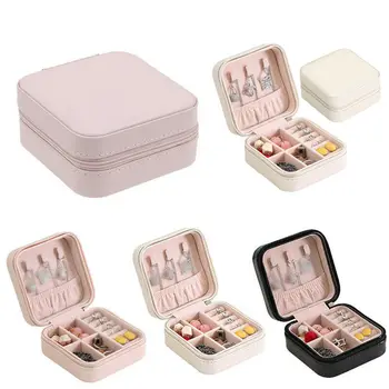 

Jewelry Organizer Display Travel Jewelry Case Boxes Portable Jewelry Box Zipper Leather Storage Joyeros Organizador De Joyas