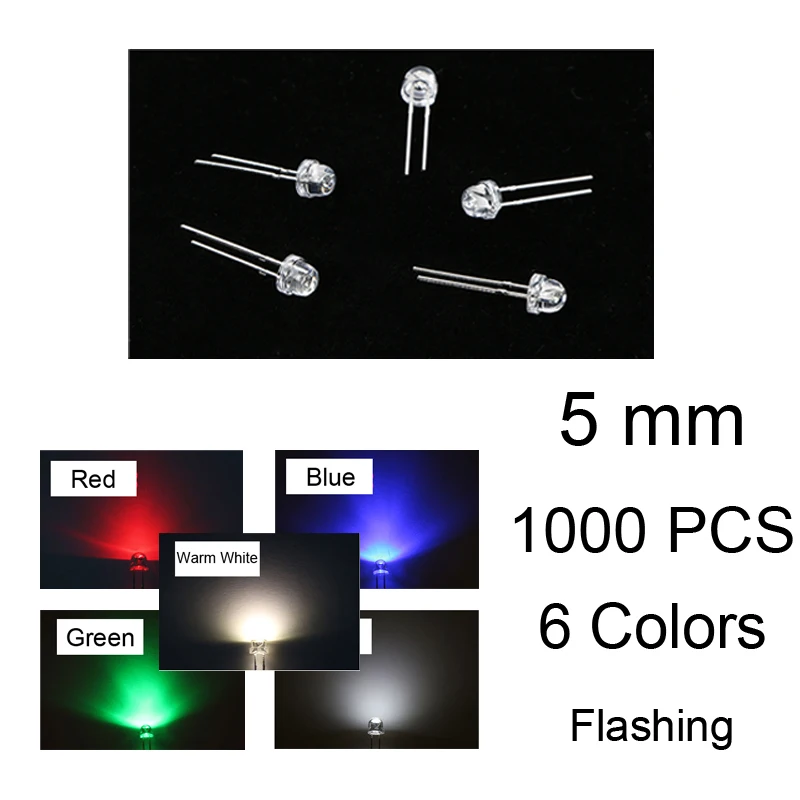 1000 шт светодиодный диодный излучающий urtal яркий RGB быстрый/медленно мигающий DIY 6