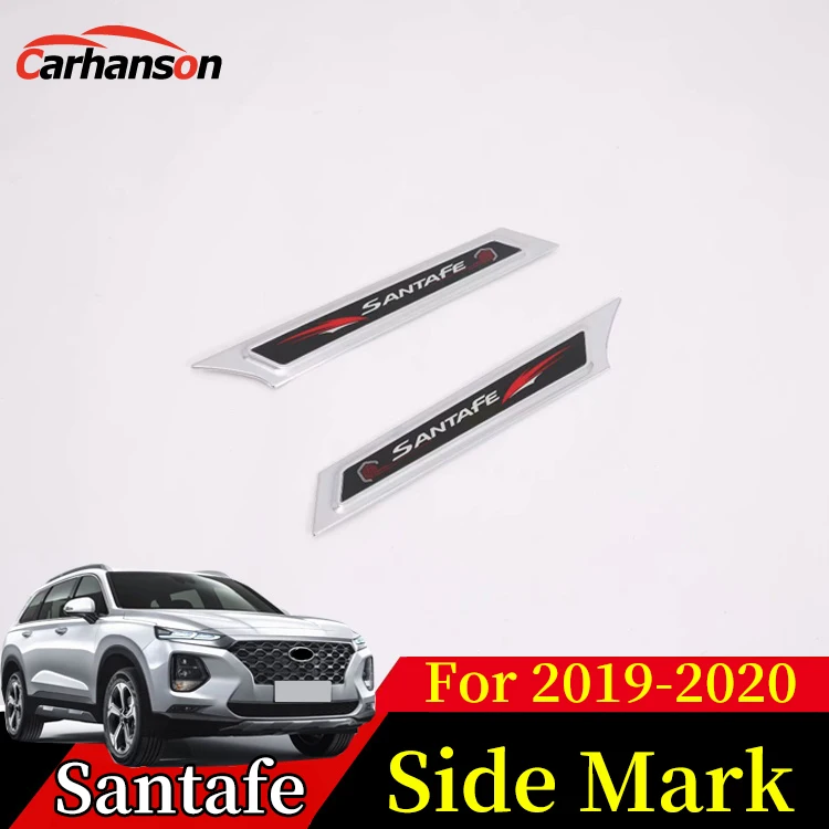 

For Hyundai Santafe 2019 Side Mark Santa Fe Car Accessories Auto Styling Sticker Chrome Carbon Fiber Side Mark Fender Emble 2020
