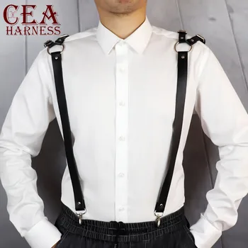 

CEA.HARNESS Men Leather Vest Harness Sexy Bondage Male Triangle Back Strap Body Chest Half Harness Garter Belts Erotic Fetish