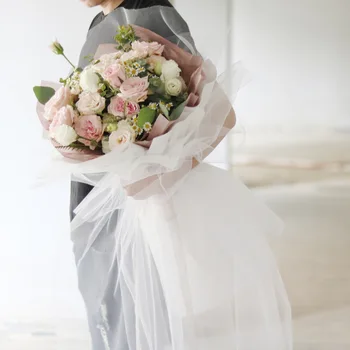 

New Products Fairy Yarn jiahe da natural detox State Grid Shaman Snow Yarn Crystal Voile Red Black And White with Pattern Flower